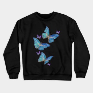 Flying Blue Butterflies Drawing Crewneck Sweatshirt